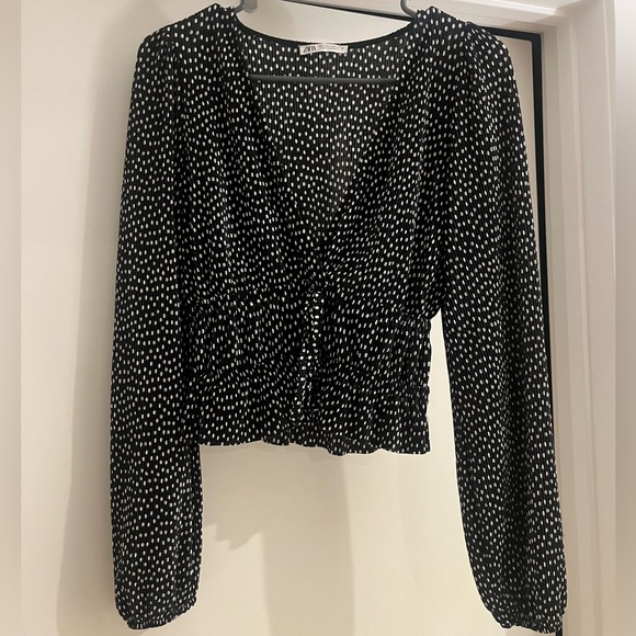 Zara black & white polka dot blouse - Picture 1 of 3